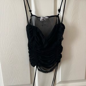 Princess Polly Black Ruched Top